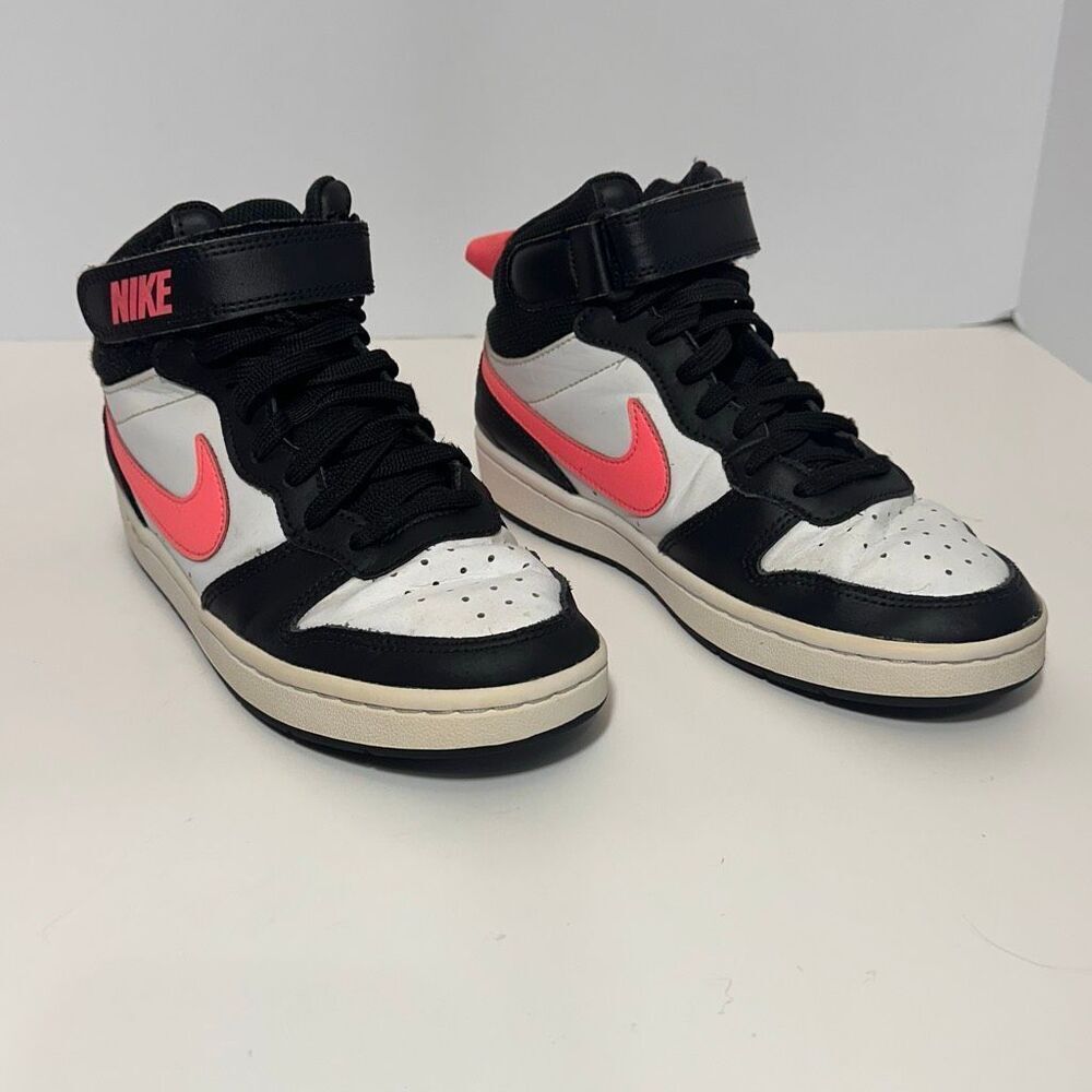 Nike Court Borough Mid 2 Sneakers Black White Pink | Youth Size 4 - Picture 11 of 14